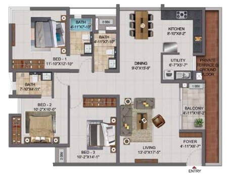 Other, casagrand-boulevard 3 Bedroom 1369 Sq.Ft. Apartment In Hennur Road Bangalore 9203273